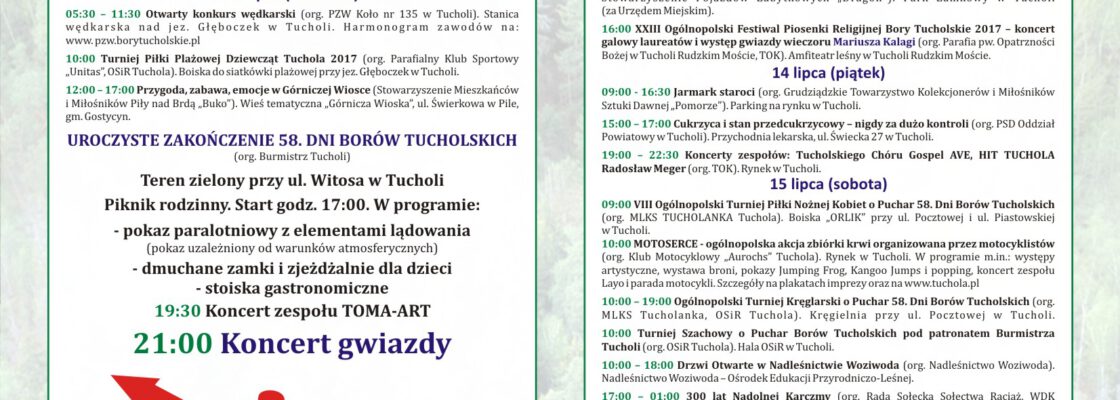 58. Dni Borów Tucholskich – harmonogram imprez